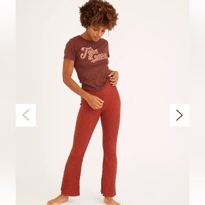 UO Rosie High-Waisted Ribbed Flare Pant